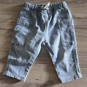 Zara Blue Jeans Straight-Cut Elastic Waist